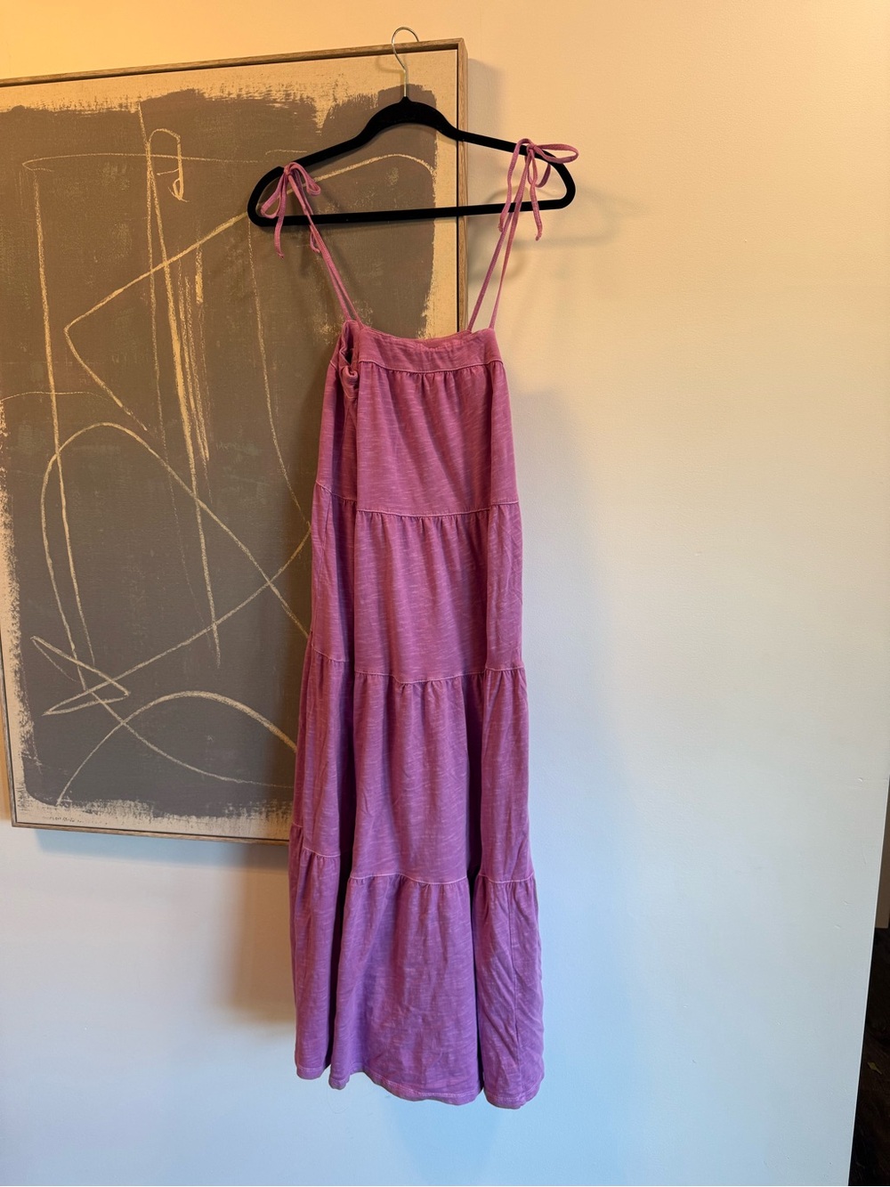 American Eagle Outfitters Mauve Pink Tie-Shoulder Tiered Maxi Dress